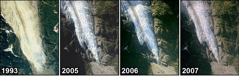 Alaska’s Exit Glacier 6 NPS Image of Georeferenced aerial photographs of Exit Glacier taken in 1993, 2005, 2006 and 2007.