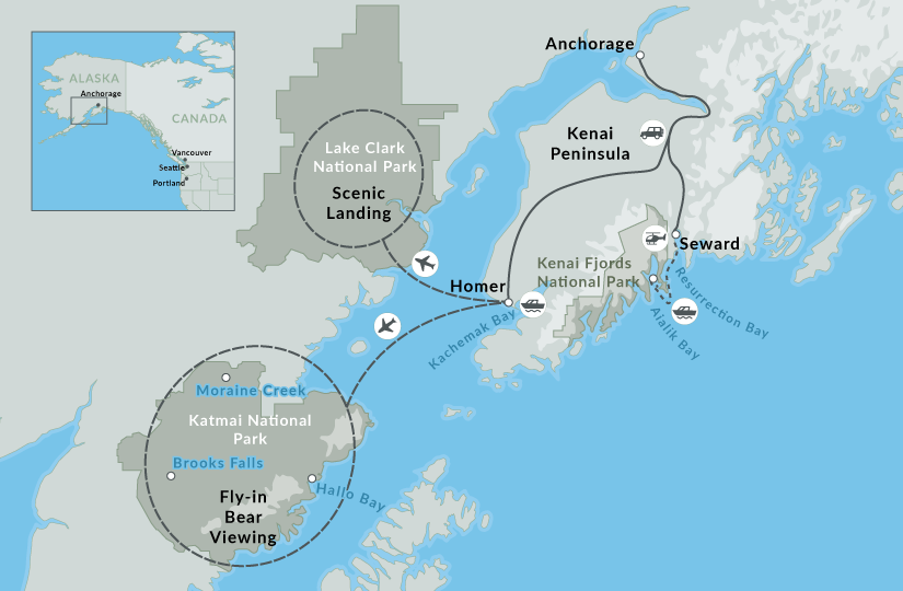 Alaska: Glaciers & Grizzlies Adventure 9 alaska glaciers grizzlies 2023 map