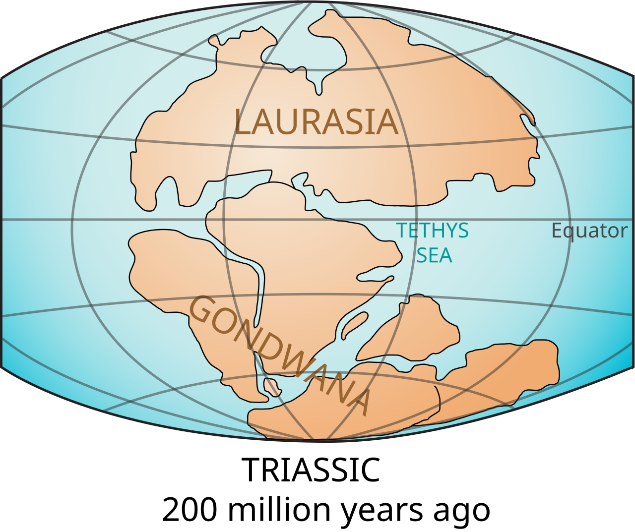 Gondwanaland: The epic history of the world, and our name 3 A map of the continents Gondwanaland and Laurasia 200 million years ago